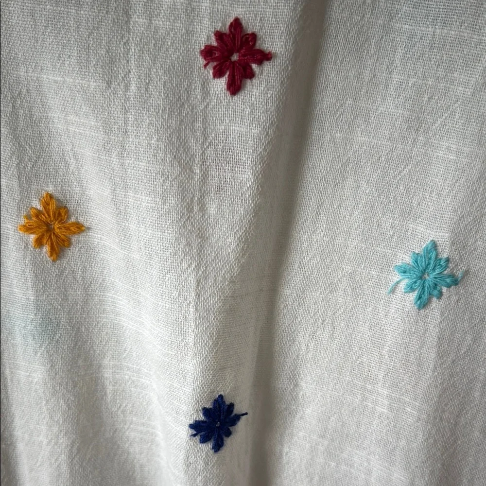 Zara Cotton Dress With Tassels/Pom Pom And Embroidery White Size XL EUC - Picture 6 of 6